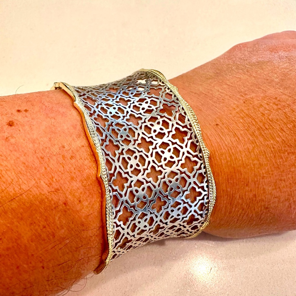 Kendra Scott Candice Gold Cuff Bracelet in Silver Filigree Mix